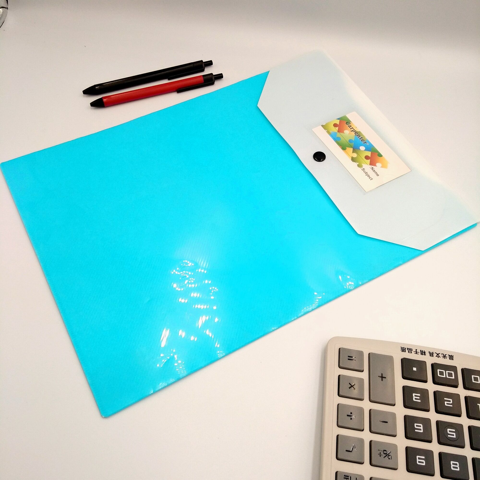 FC vertical double-layer file bag student test paper bag office two-color information bag button bag manufacturer direct sale thumbnail