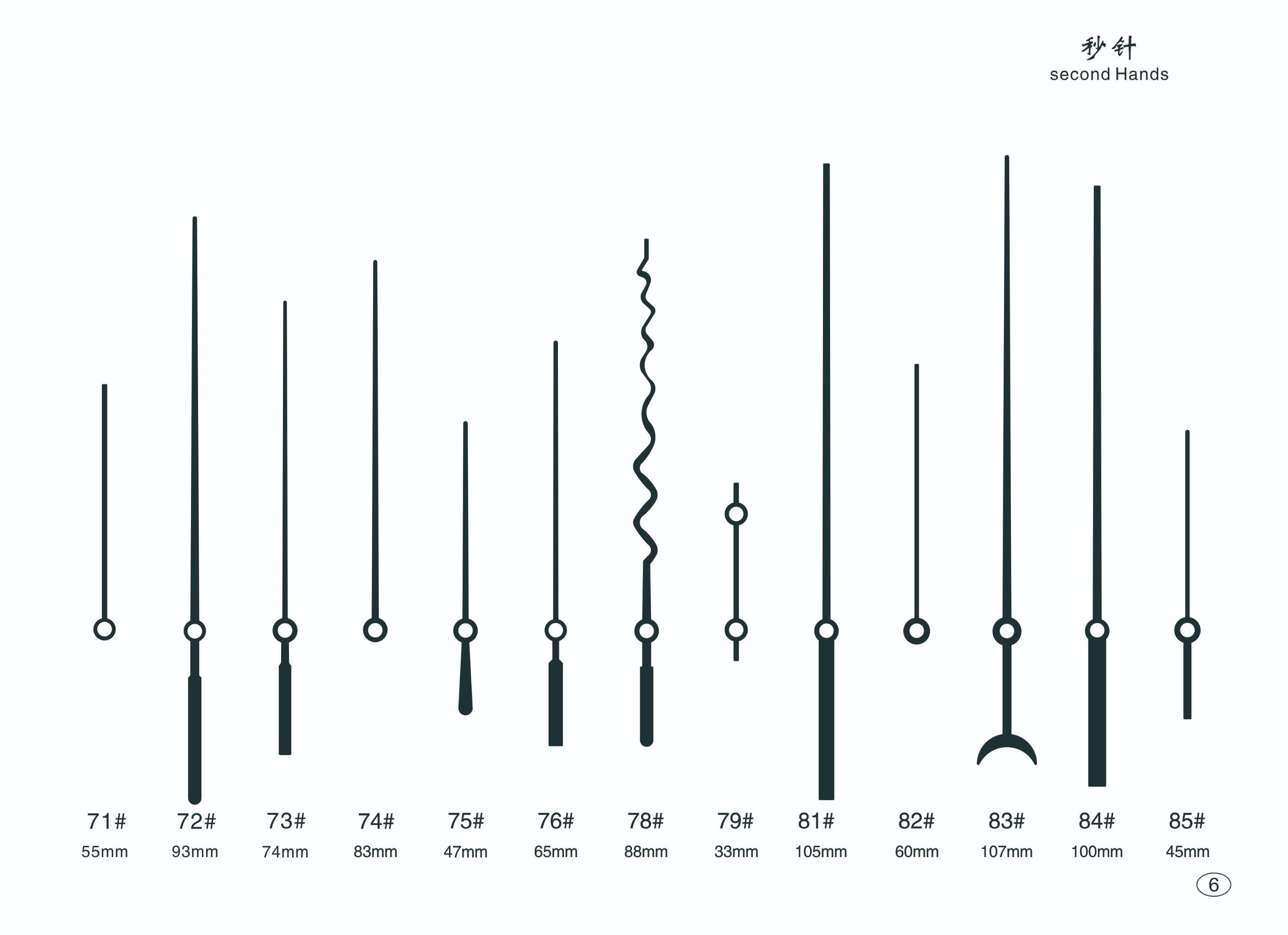 秒针 钟针 指针 钟表指针 挂钟 配件 精工轴孔/太阳轴孔产品图