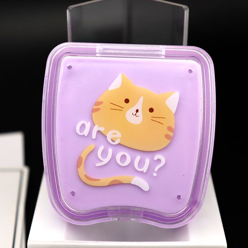 有镜子方便携带带卡扣小饰品收纳盒（紫色）