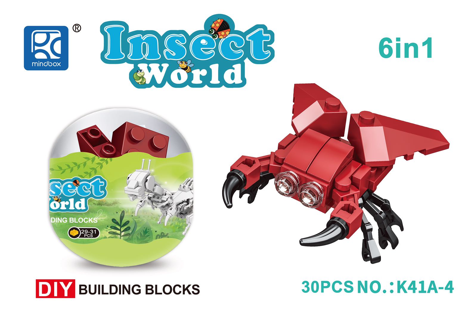 Insect series building blocks, 6 mixed combinations undefined