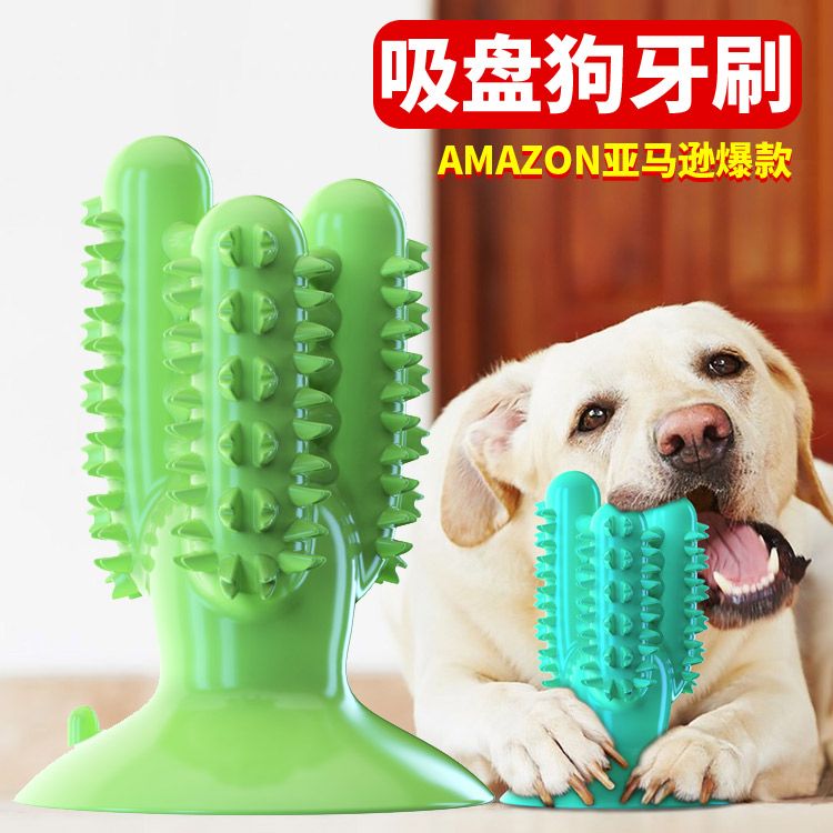 Pet products new Amazon dog toothbrush cactus dog grinding stick leaky food bite resistant full figure