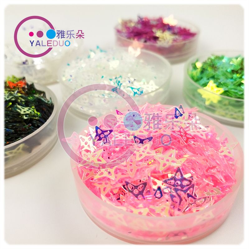 diy nail art accessories with hollowed-out four-cornered star gold glitter, eye decoration, Christmas ball craft accessories Specification image