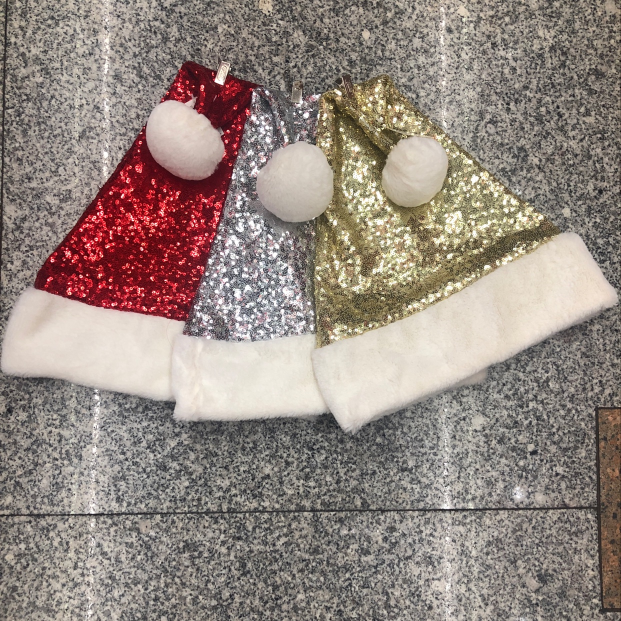 Hua's Christmas Christmas Craft Christmas Decoration Sequined Christmas hat Fringed for adults