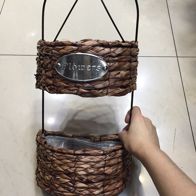 小辫子两层收纳化妆品插花挂篮