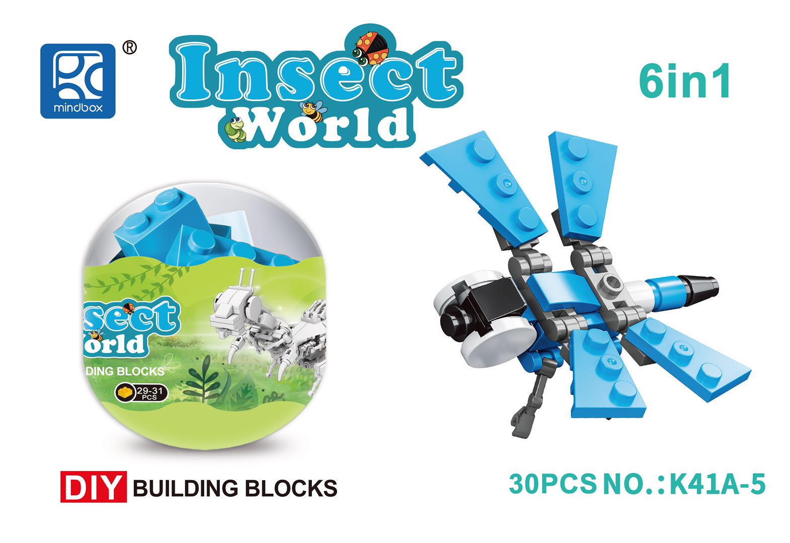 Insect series building blocks, 6 mixed combinations Specification image