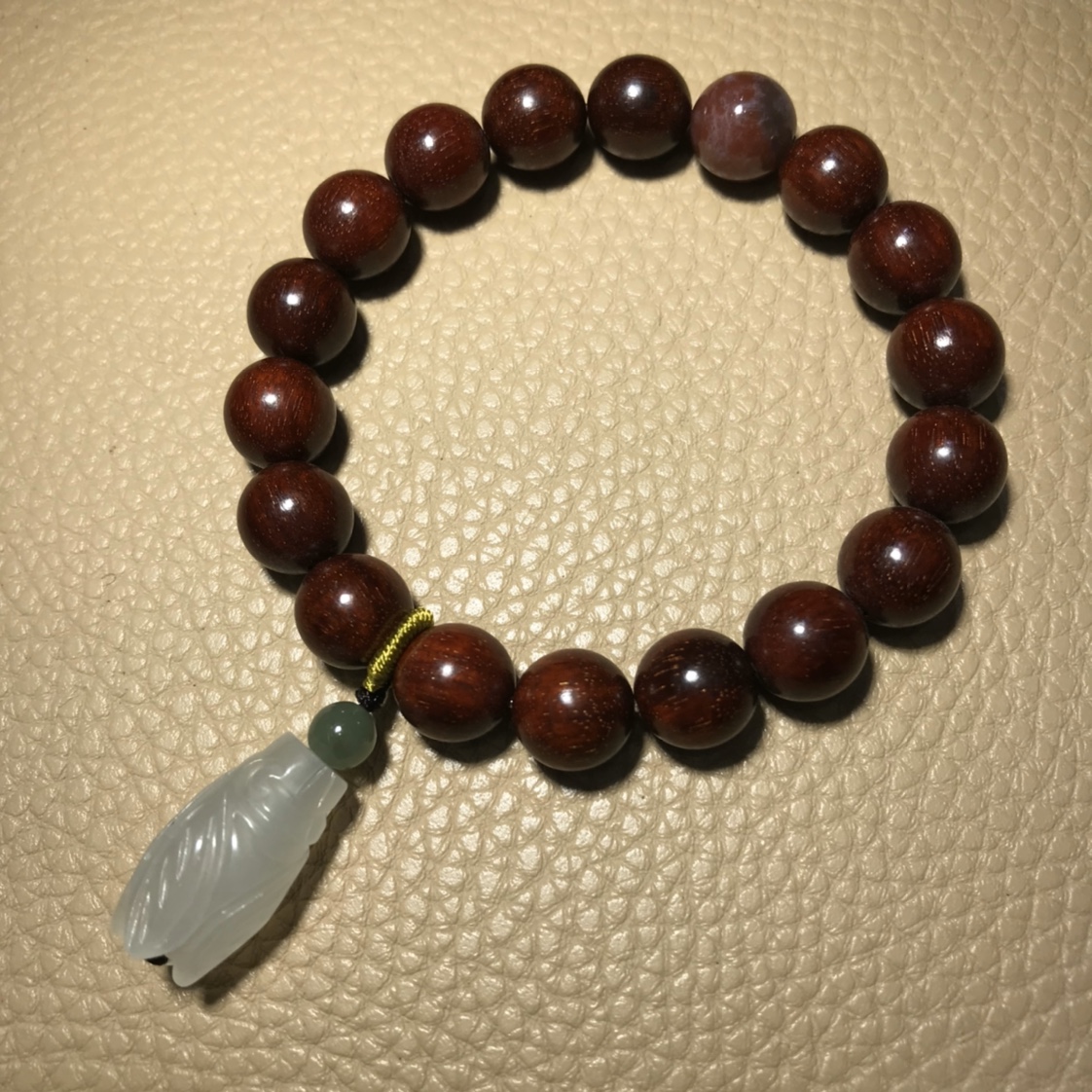 45 Purple sandalwood pendant jade cicada bracelet 10mm