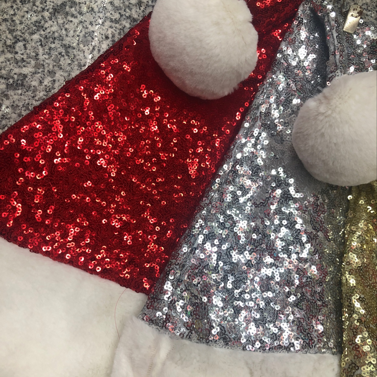 Hua's Christmas Christmas Craft Christmas Decoration Sequined Christmas hat Fringed for adults Specification image