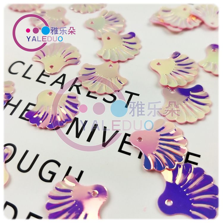 Fan-shaped shell sequins, sequins, diy jewelry material package, PVC golden light earrings, bracelets, decorative accessories Specification image