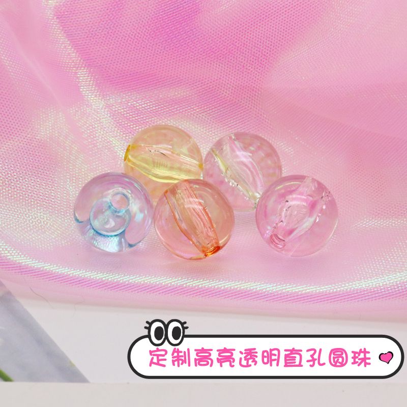 Acrylic transparent round beads imitation crystal beads glossy beads DIY beads beads jewelry accessories highlight manufacturers thumbnail