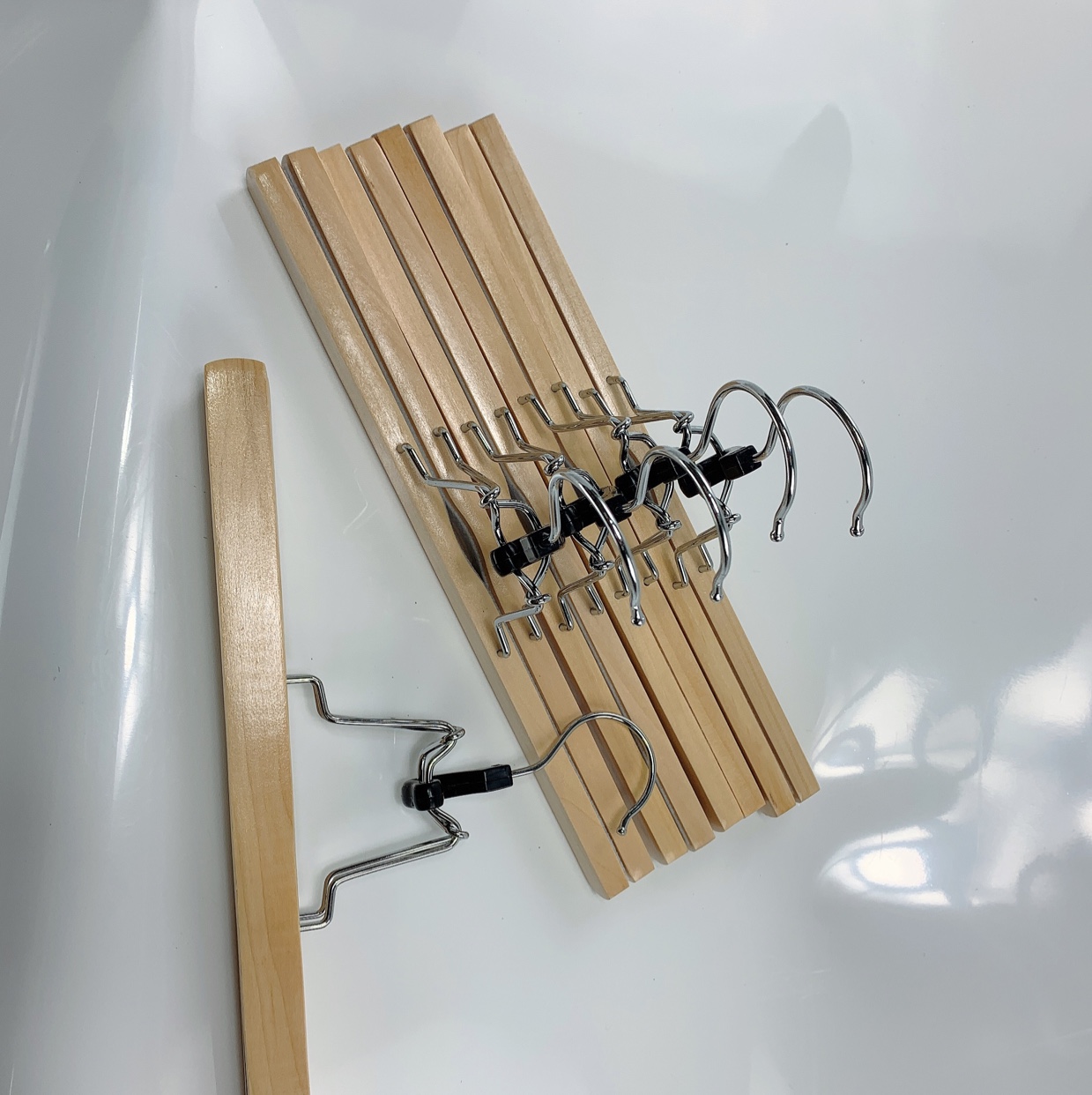 马面裙夹无痕裤架服装店一字夹木汉服衣架带夹裤夹子防炸褶jk裙夹图