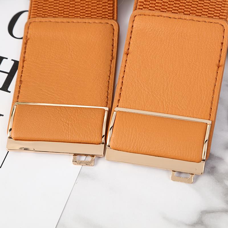 Ladies' decorative wide waistband, versatile and fashionable Korean style button-down elastic elastic belt with down jacket dress belt, youth dance waistband, Korean style elastic elastic skirt belt wholesale 633 item number, 6 cm wide Item Picture