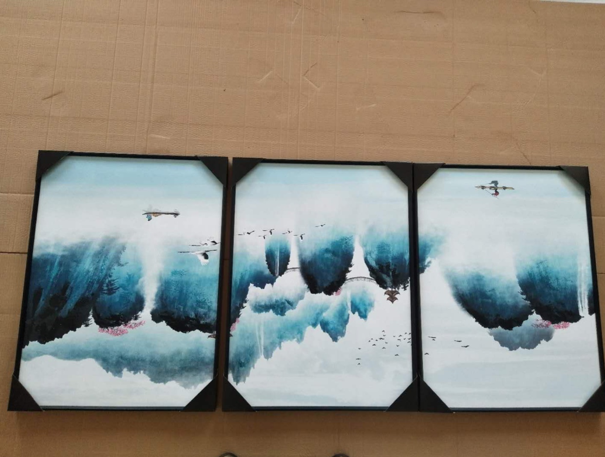 禅意新中式客厅挂画水墨山水油画套画茶楼宾馆装饰画