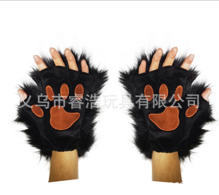 动物套装手套万圣节狂欢节cosplay棕熊灰熊北极熊手套