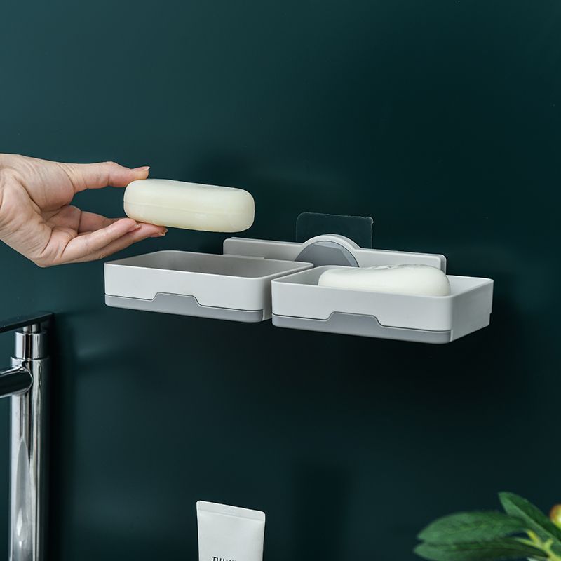Wholesale of suction cup soap boxes, wall-mounted draining soap boxes, and bathroom wall non-drilling storage racks in stock details Picture