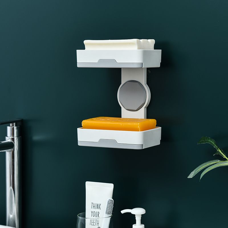 Soap box suction cup soap box, wall-mounted draining soap box, bathroom soap rack, non-drilling soap rack, storage rack details Picture