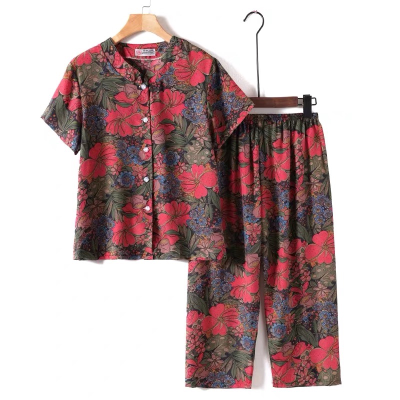 Grandma summer suit grandma summer suit Grandma two-piece suit Grandma jacket Mom short-sleeved Grandma thumbnail