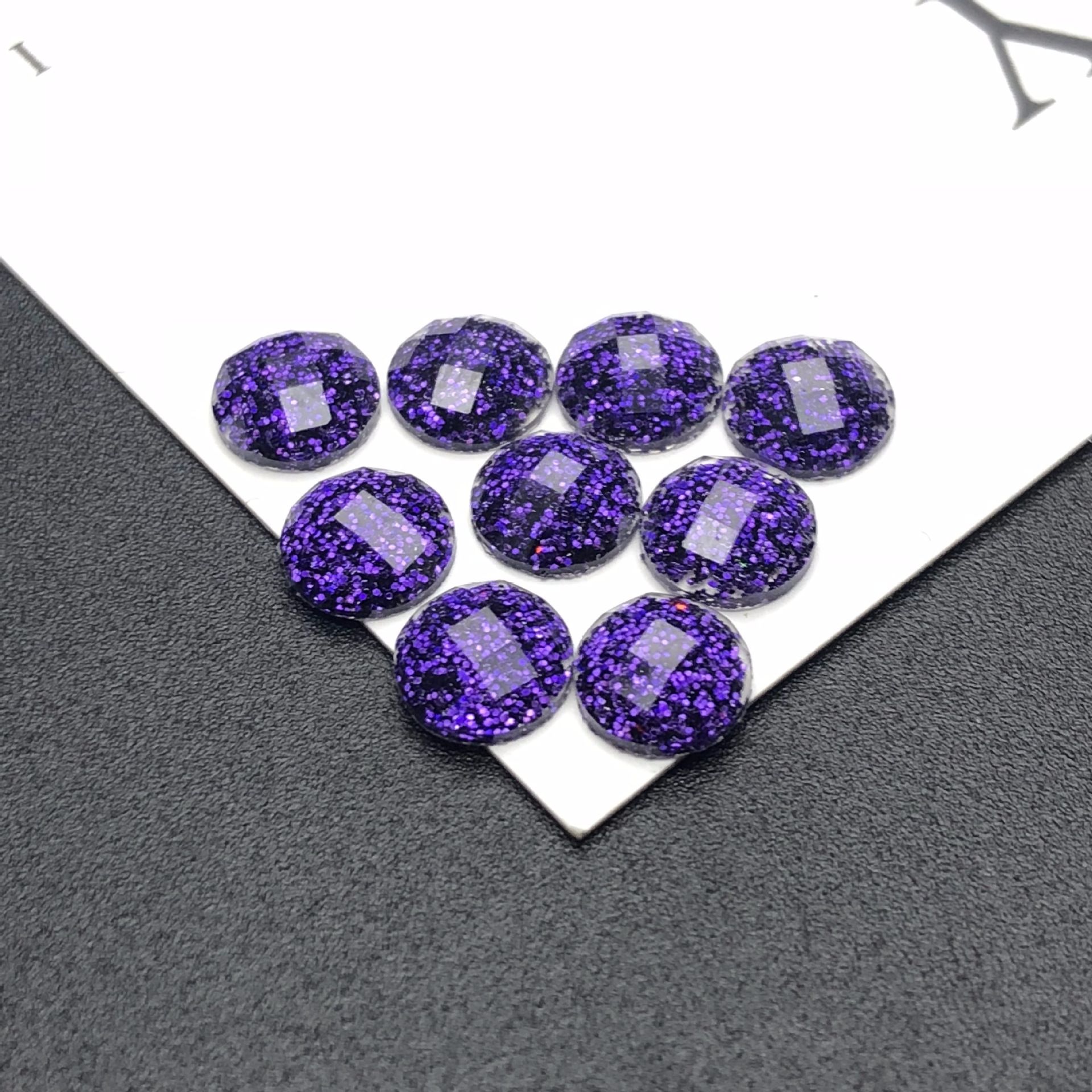 Wholesale epoxy resin drill flat bottom small round 6mm purple sequined glitter powder diy self-adhesive drill sticker material from the manufacturer