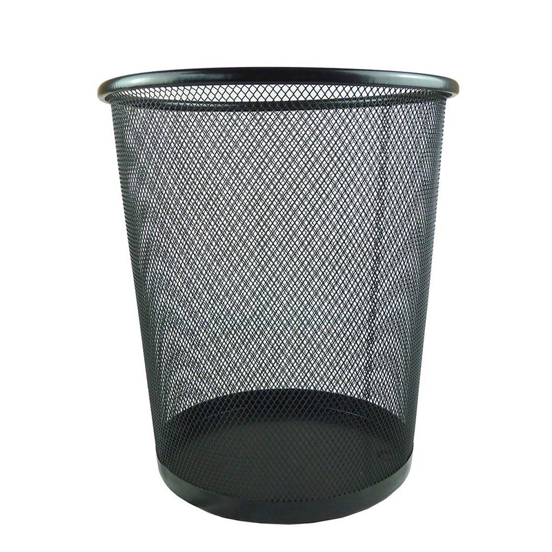 义乌好货优质时尚网状圆形铁网垃圾桶 办公室厨房废纸篓收纳桶详情图3