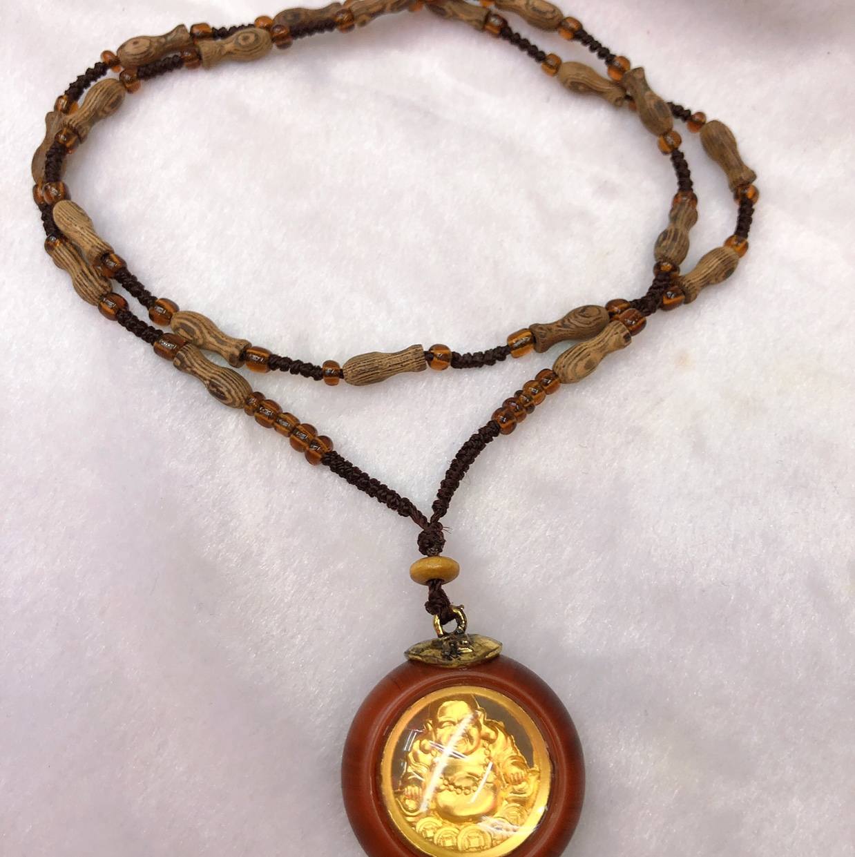 Alloy Buddha eye Maitreya Buddha pendant necklace. thumbnail
