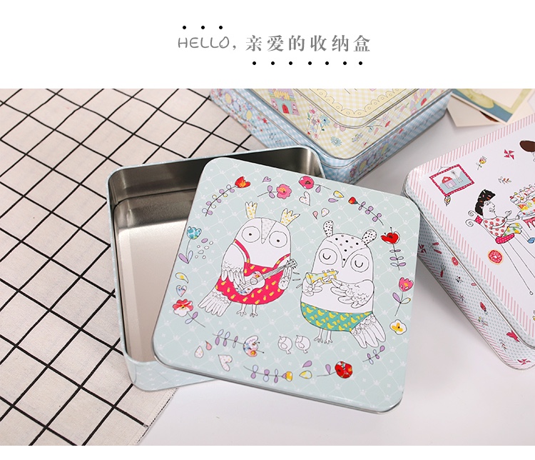 Tin square box Children's storage box gift box gift box sundry storage box postcard box thumbnail