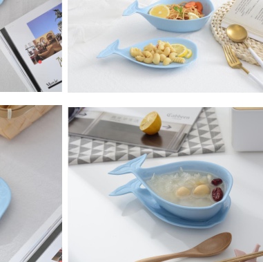 Colorful ceramic whale two-piece set thumbnail