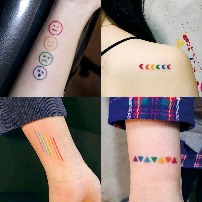泫雅彩色防水笑脸纹身贴tattoo 尺寸:10*6cm,图案可定制
