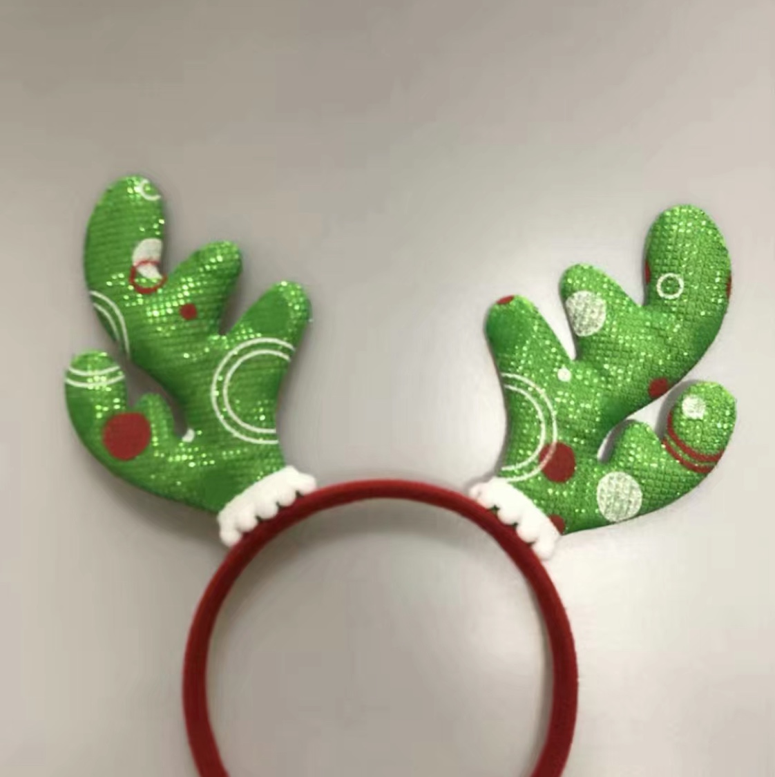 Christmas deer head with shiny silk fabric antler headband Christmas hair accessory Specification image