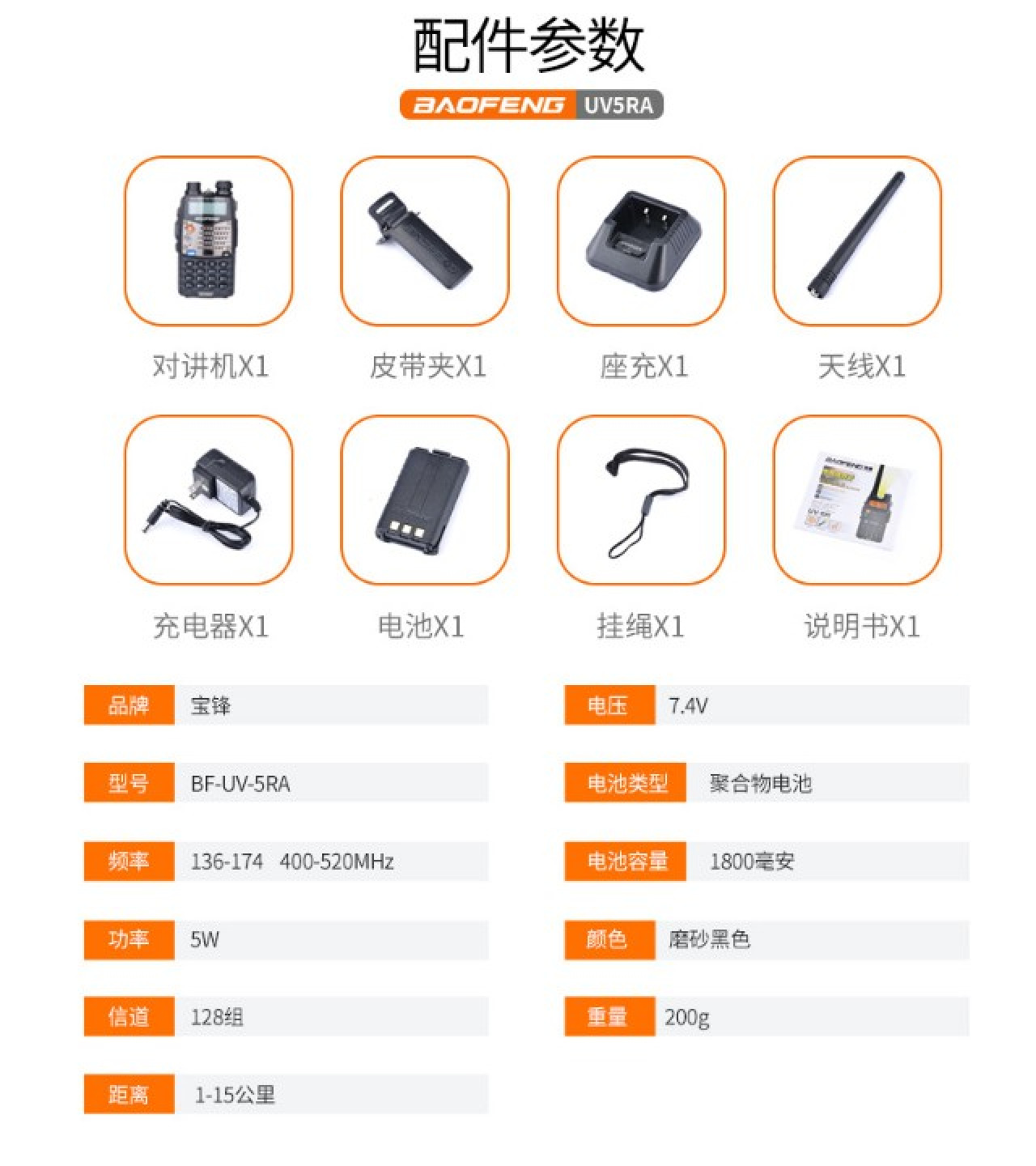 宝峰对讲机UV5RA无线车载手台户外自驾游宝锋5R升级版二代详情图8