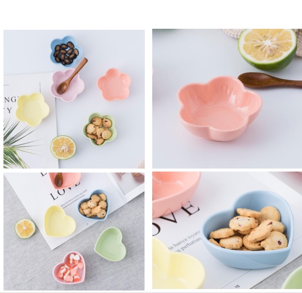 缤纷陶瓷小吃碟 梅花/爱心/方形/蛋糕