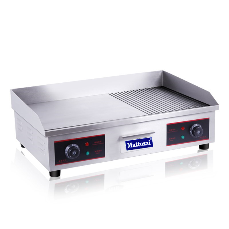 [Semi-flat and semi-pit electric grill]730mm commercial stall teppanyaki equipment for grilling squid, gas machine hand-grabbed pancake detail image 2