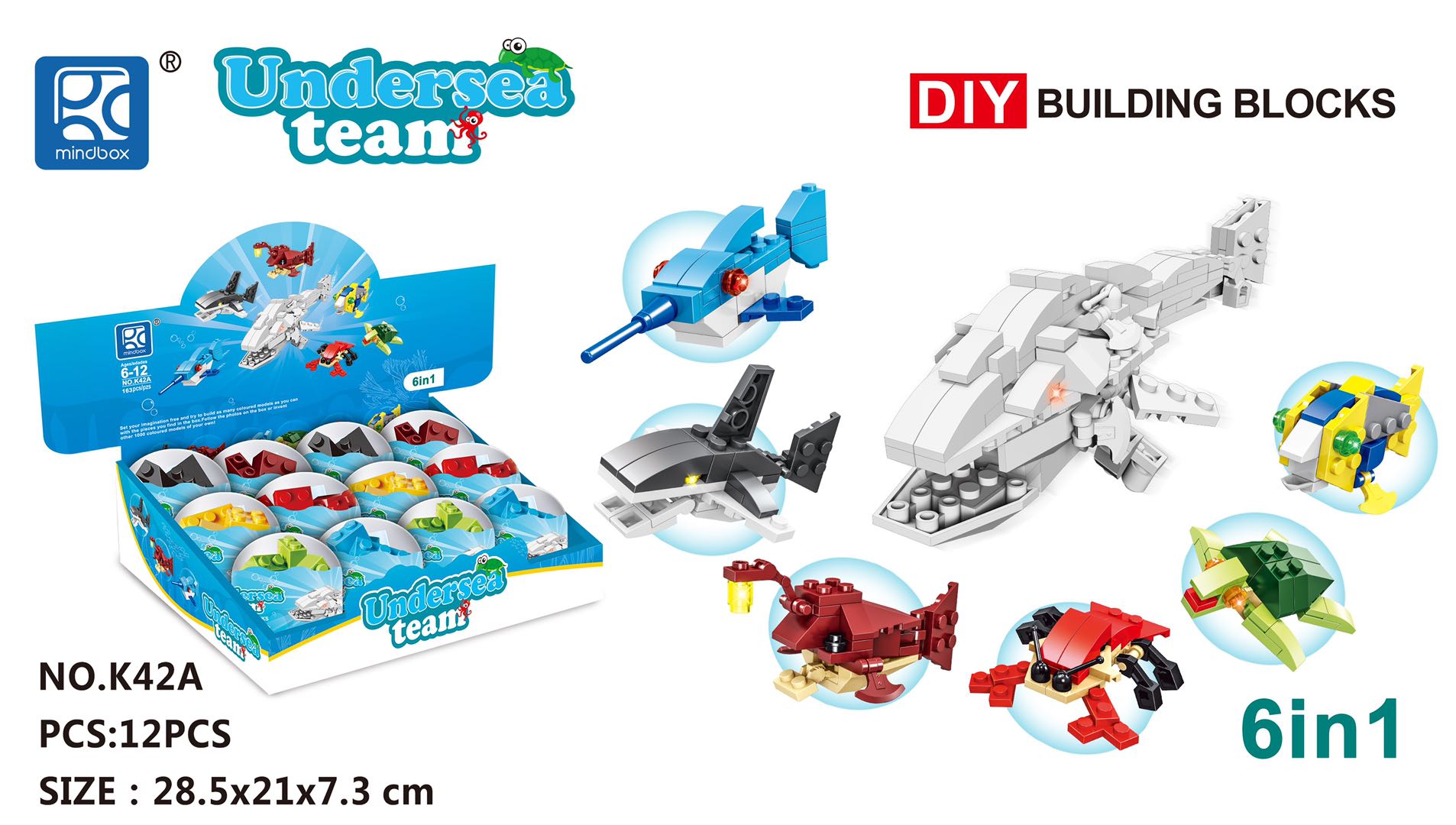 "Finding Nemo building blocks, 6 mixed combinations.