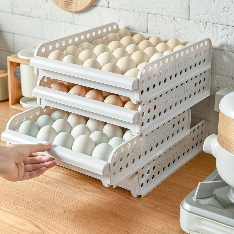 Creative household egg box, refrigerator storage box, kitchen plastic food preservation box, egg drawer bracket Item Picture