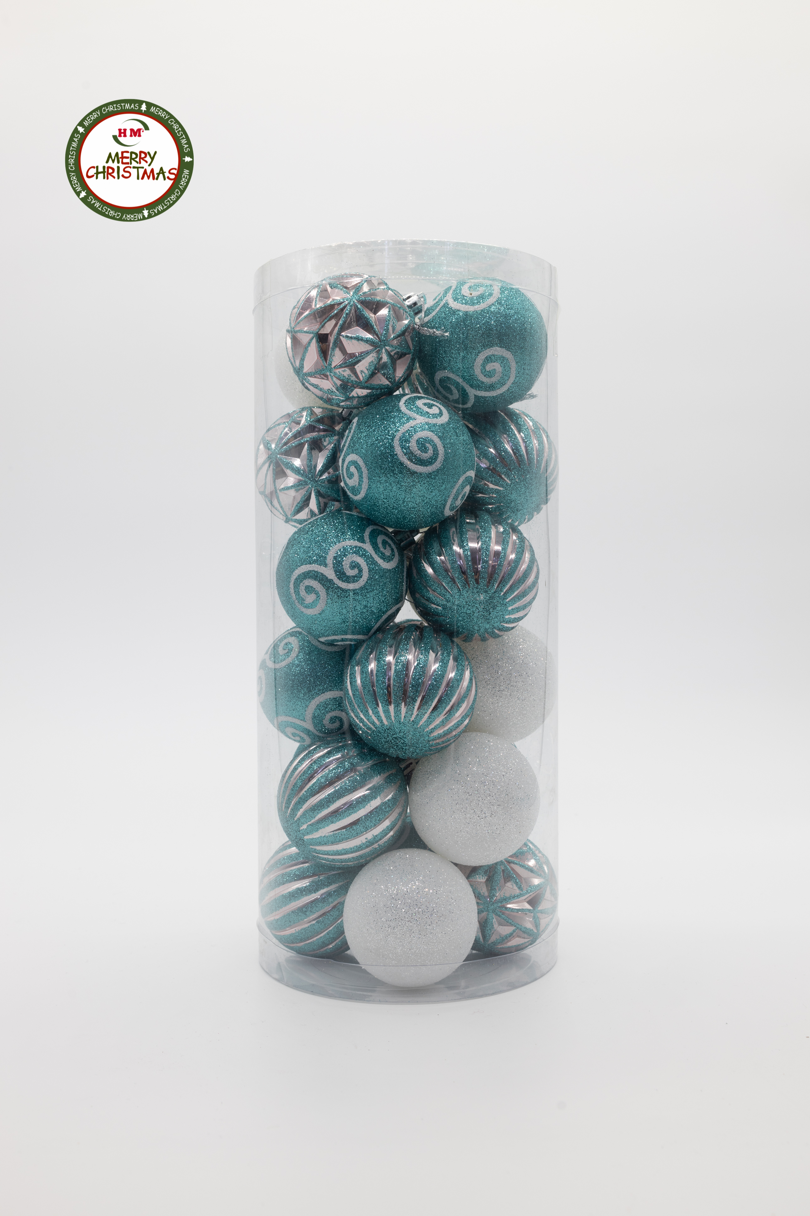 圣诞节装饰品圣诞球彩球蓝色厂家直销电镀光球哑光球粉球套装礼盒详情图1