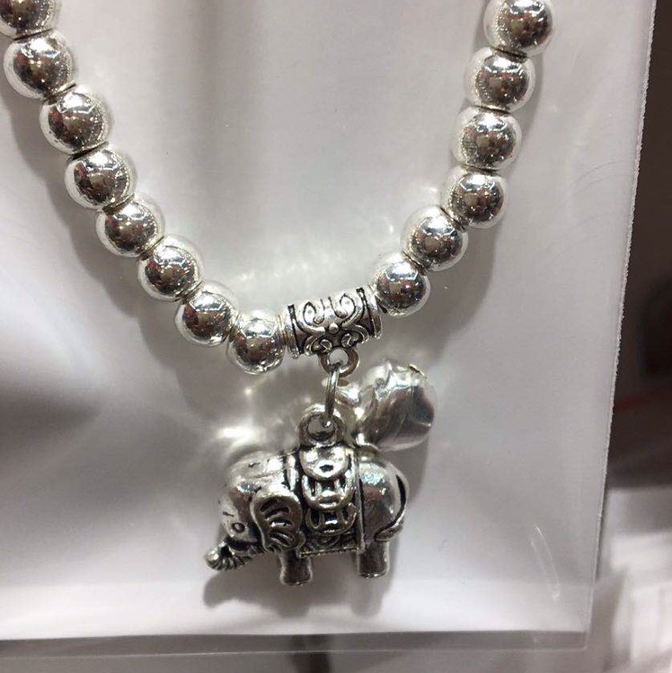 Silver bracelet. Baby elephant thumbnail