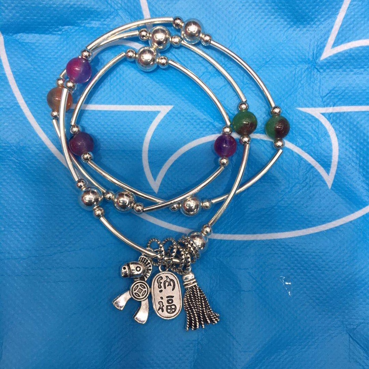 Imitation silver three - ring stone bracelet. Trojan thumbnail