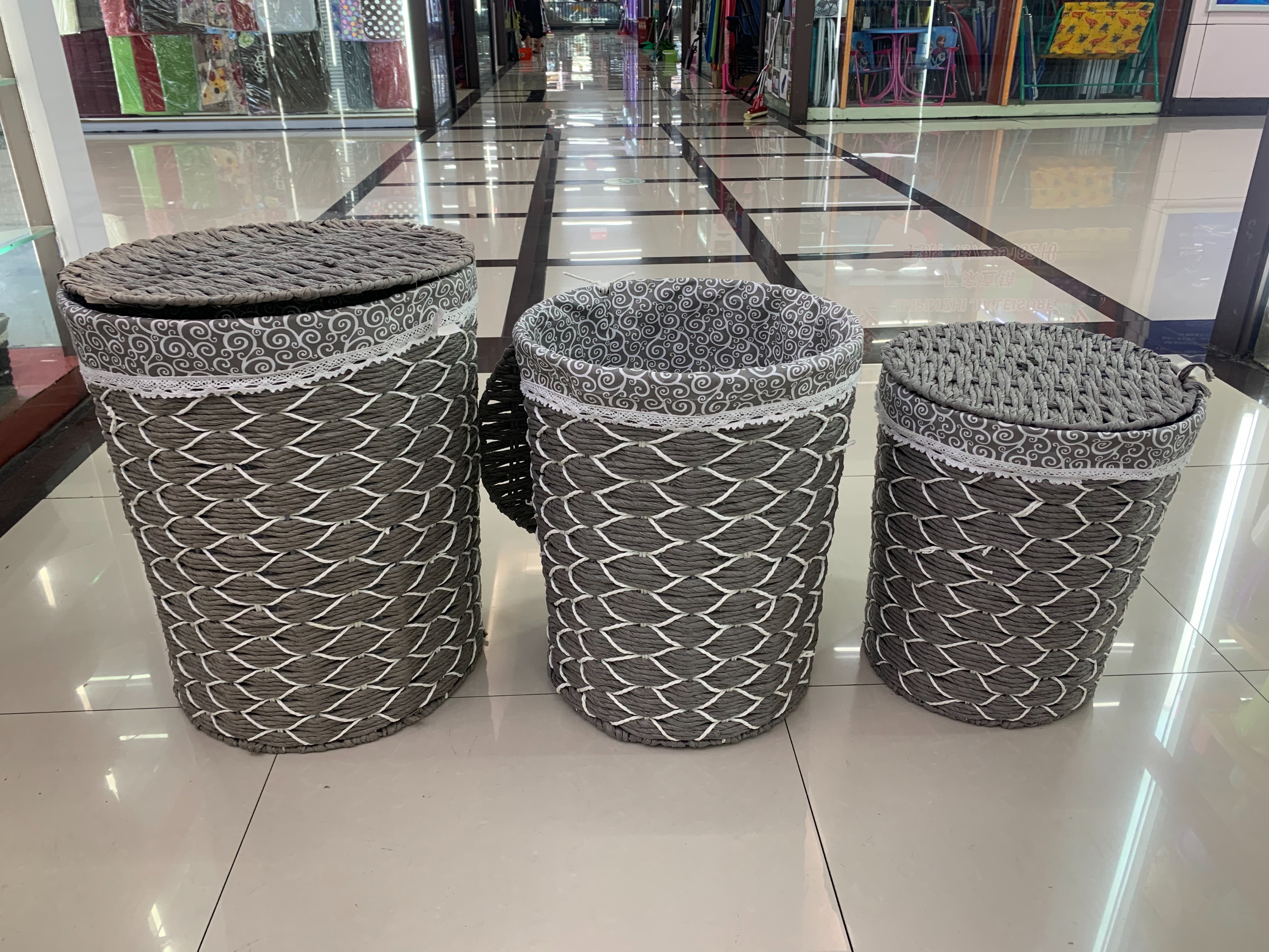 Dirty clothes basket three-piece storage bag Storage box Hand-woven basket undefined