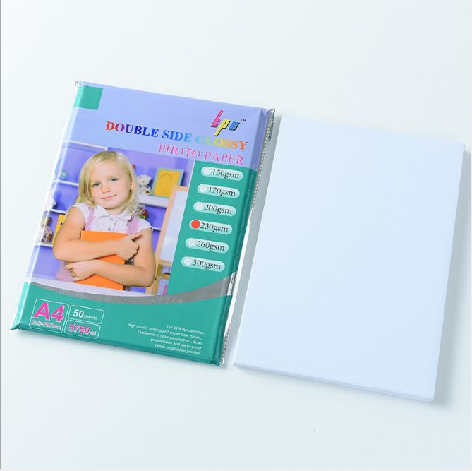 50 Sheets/Packet A4 230G Double Sided Printing Highlight Photo Paper Photo Paper Inkjet details Picture