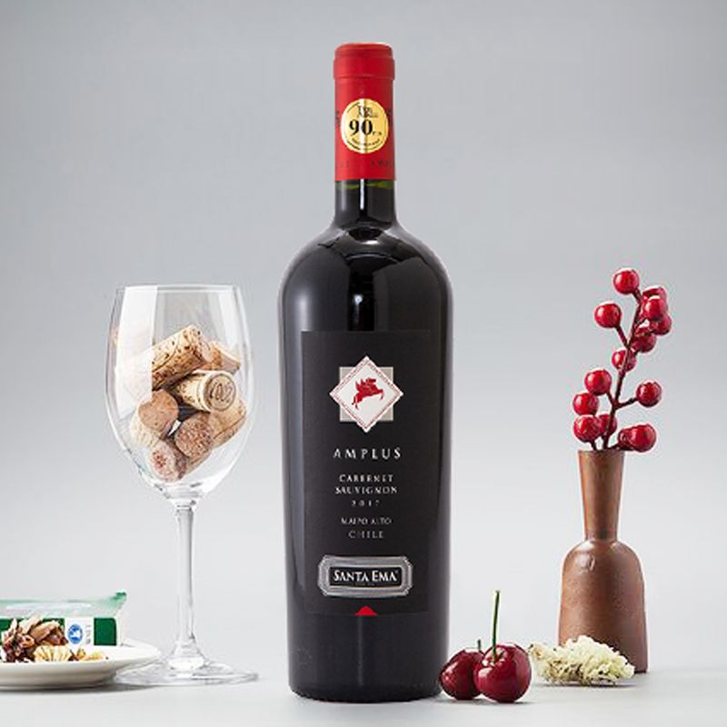智利原瓶进口红酒现货批发圣艾玛家族珍藏安培士赤霞珠干红葡萄酒