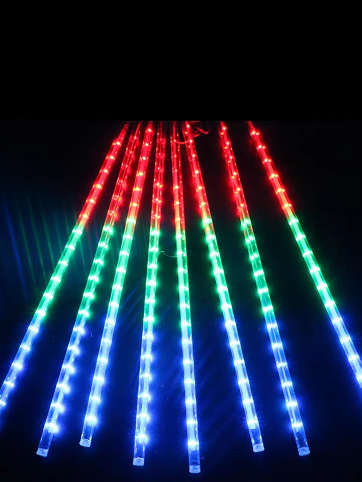 Meteor shower led lights, seven-color lights, flashing lights, string lights, starry sky, outdoor waterproof lighting, decorative tree lights hung on trees, 2 meters long undefined