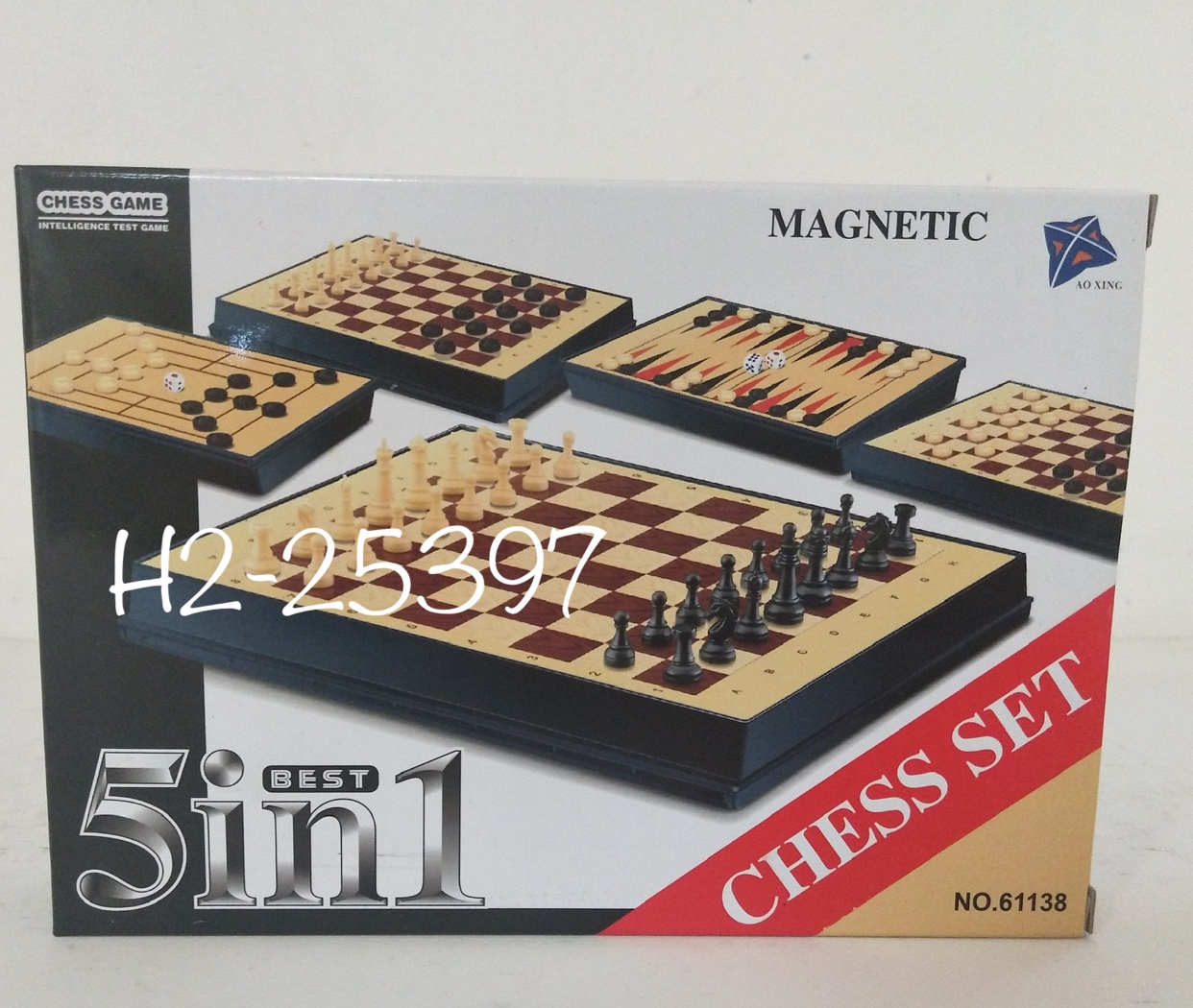 国际象棋、带磁性5 in 1五合一塑料儿童益智休闲游戏、折叠国际象棋产品图
