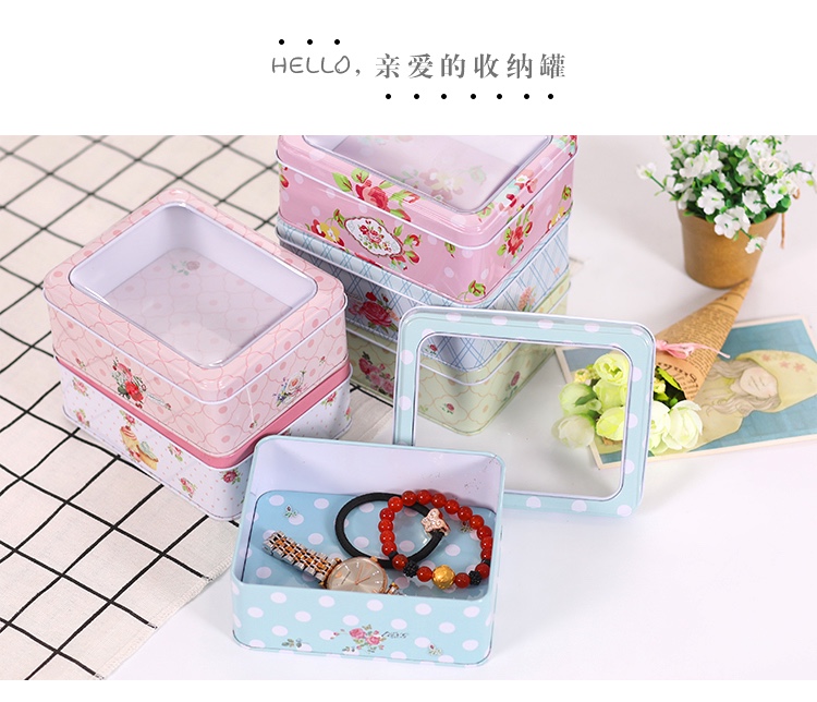 Tinplate transparent small long box jewelry box candy box cookie box ring necklace earring box
