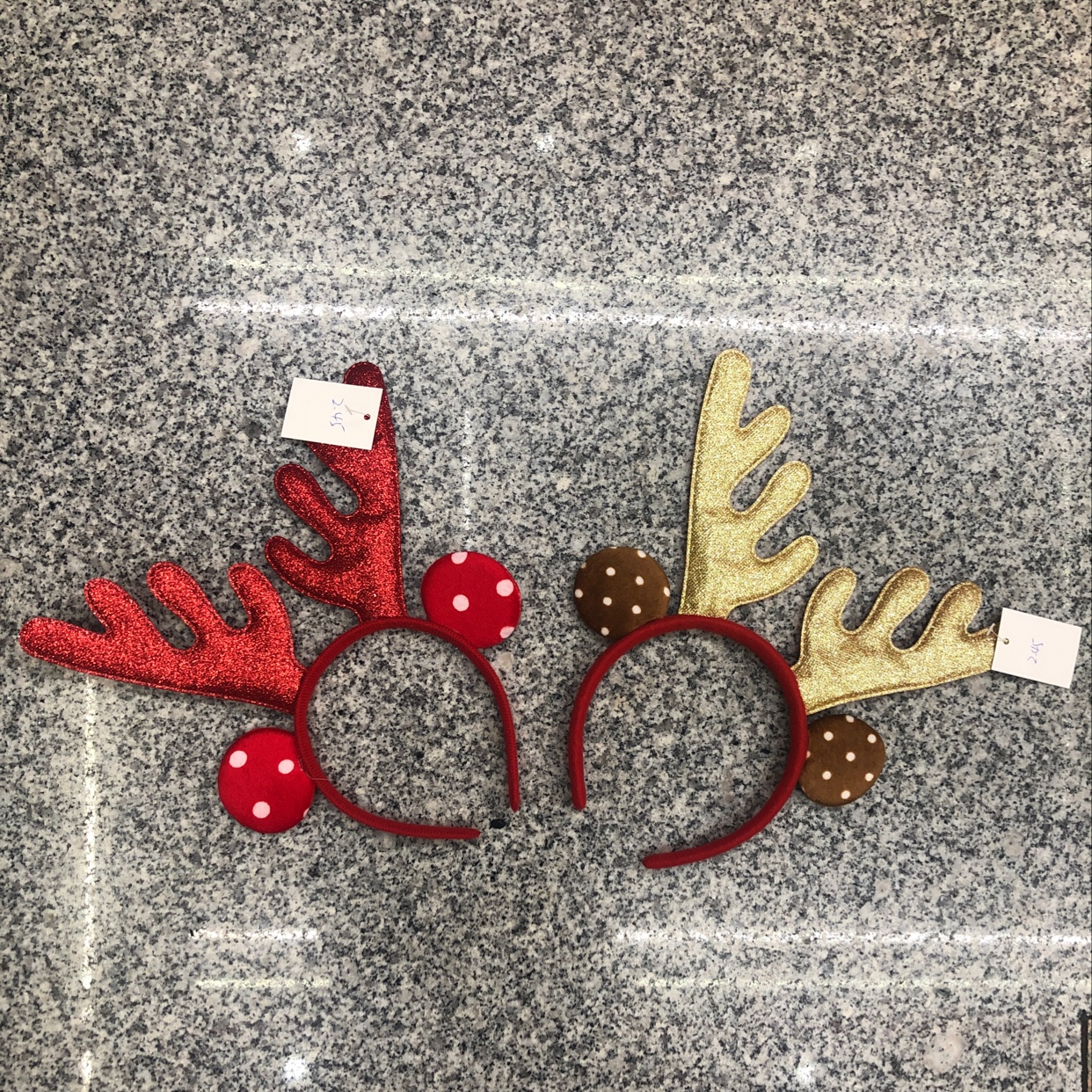 Christmas antlers with ears bright red and gold details Picture
