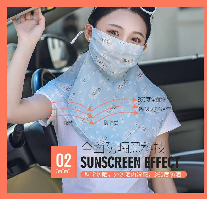 Fashionable and versatile chiffon sun protection mask for neck protection details Picture