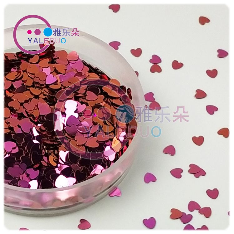 3mm ultra-thin heart-shaped sequined PET peach-shaped bead nail art diy accessory material resin shoe and hat matching details Picture