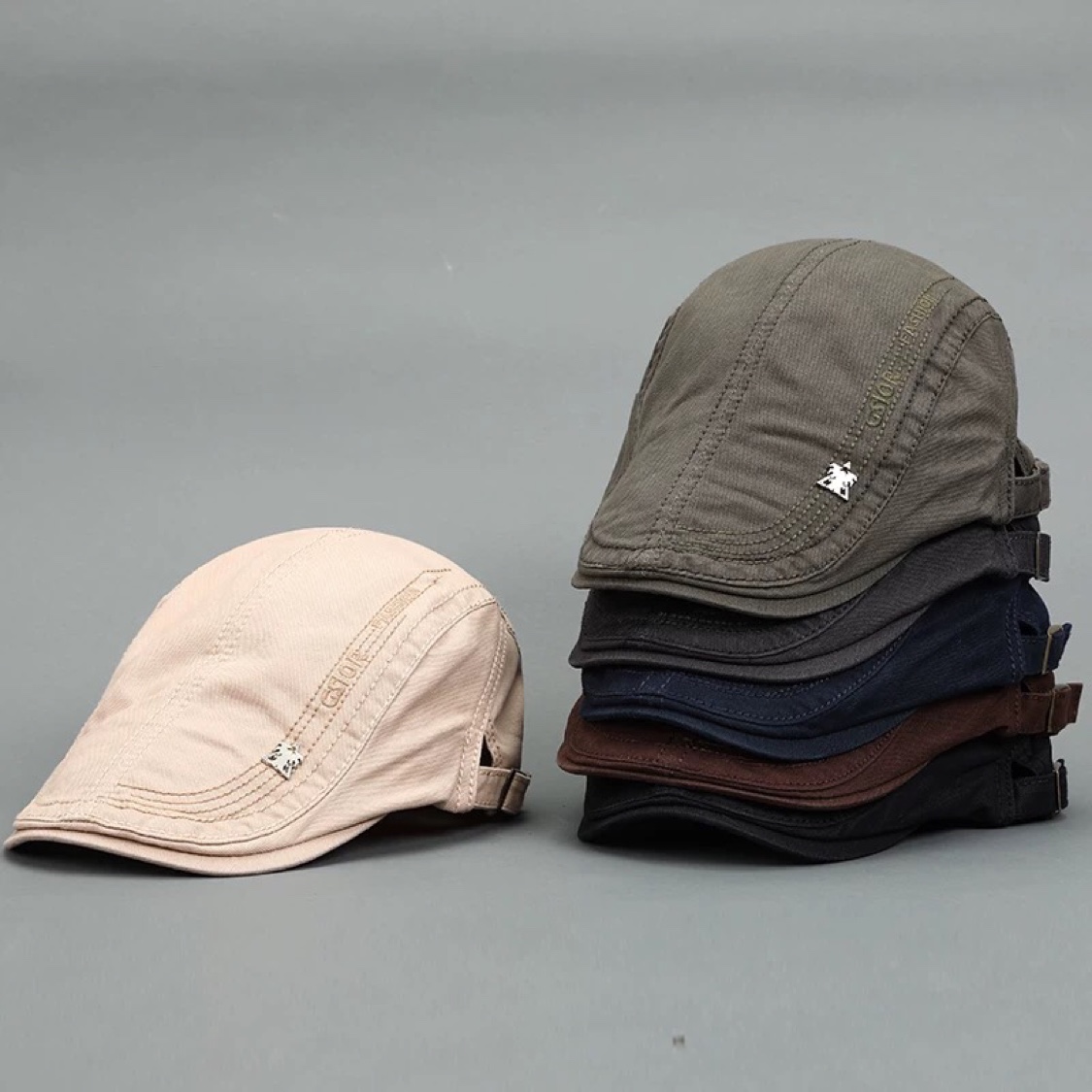 Men's hats berets fashion trend British khaki cap men popular logo personality casual summer forward hat thumbnail