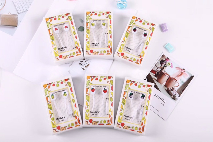 唐卡水果印图支持图案订制OEM入耳式带麦耳麦TK-038适用苹果三星