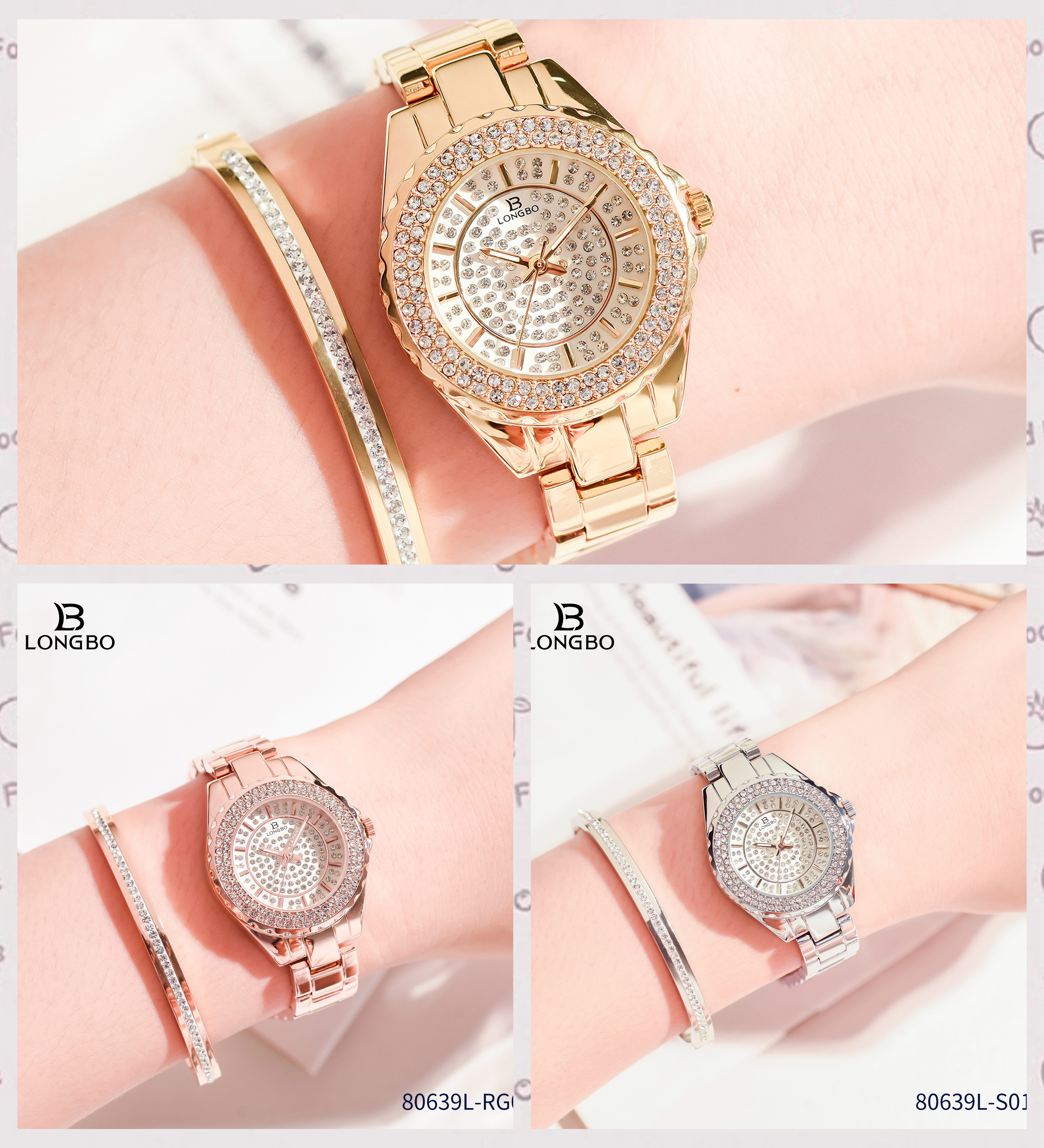 龙波 满钻 手链 时尚女表 80639详情图1