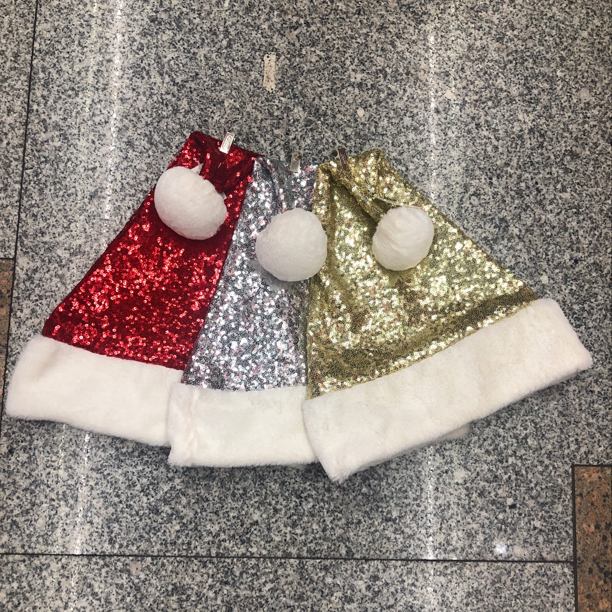 Hua's Christmas Christmas Craft Christmas Decoration Sequined Christmas hat Fringed for adults details Picture