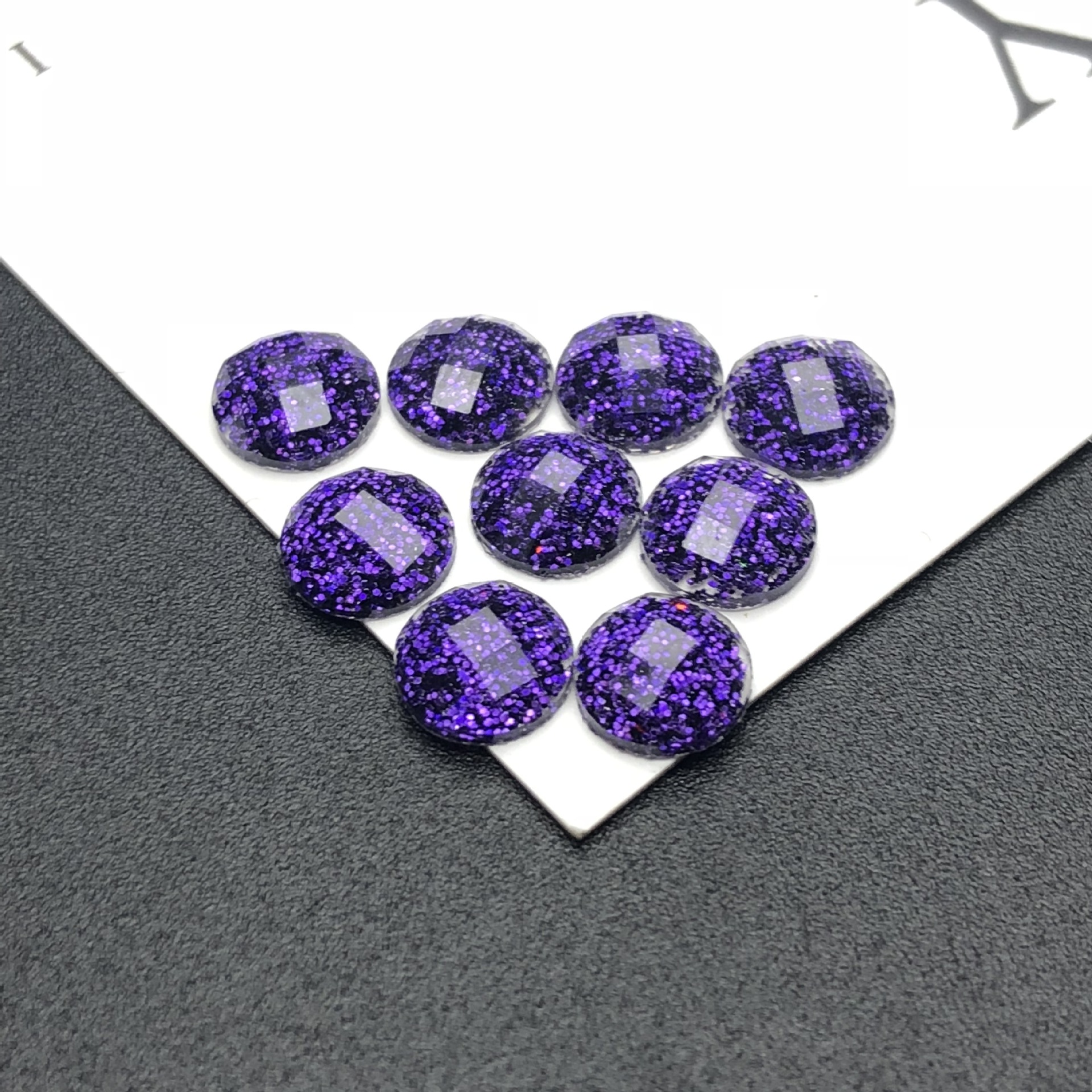 Wholesale epoxy resin drill flat bottom small round 6mm purple sequined glitter powder diy self-adhesive drill sticker material from the manufacturer detail image 1