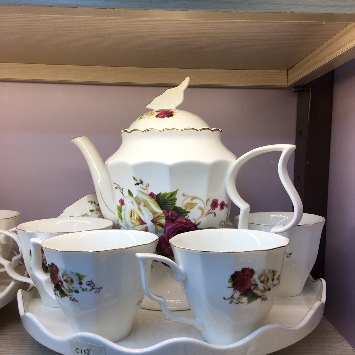 Jintai Craft C105 Tea Set, porcelain, Chinese style, high appearance level, coffee tea set, afternoon tea set, cups and plates, excellent for gifting and personal use